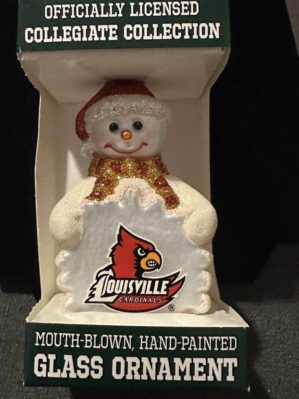 Old World Christmas UofL Louisville Cardinals Snow Glass Ornament 2009 NIB NCAA